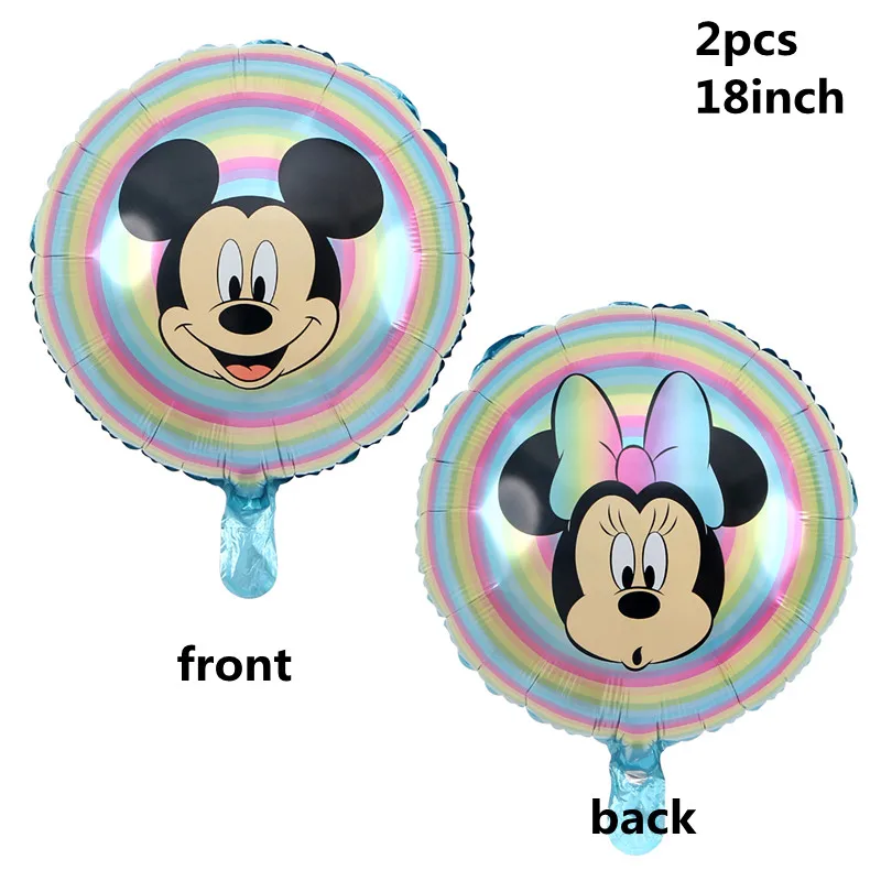 2pcs 18inch 12 шт. фольгированные шары с Микки и Минни Маус, розовые, синие латексные шары для вечеринки в честь Дня Рождения, декоративные детские игрушки, подарок с героями мультфильмов - Цвет: 2pcs 18inch