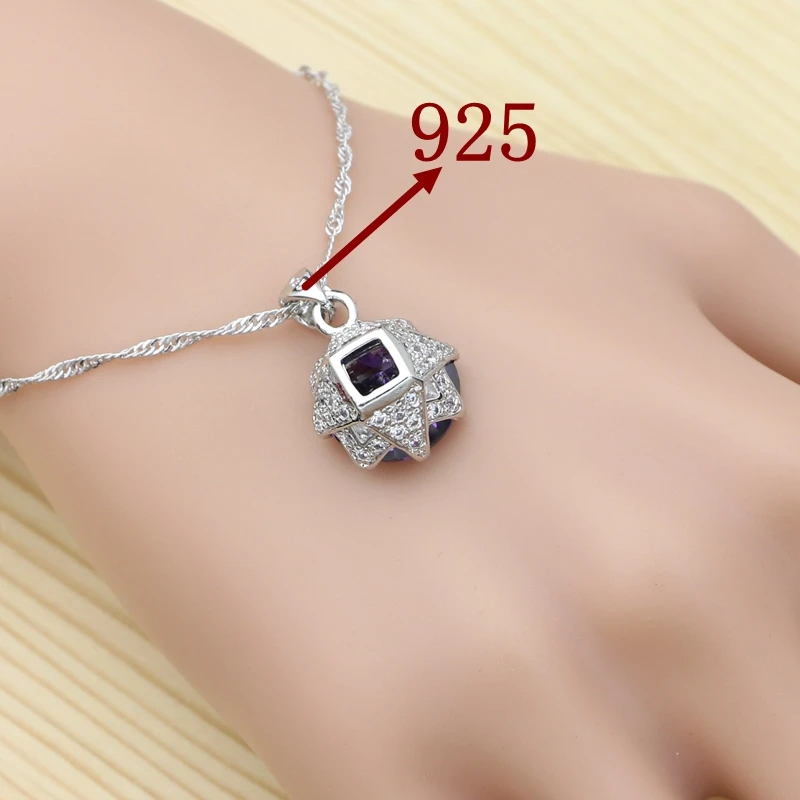Комплект из колье и серёг серебра 925 пробы с кулоном кольцом | Украшения