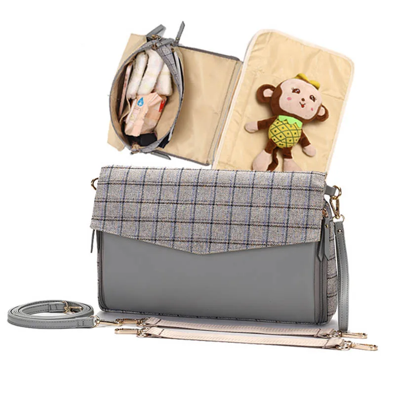 Bolsa de pa&ntilde;ales colgante para cochecito, bolsa para mensaje, cosm&eacute;tica para tel&eacute;fono m&oacute;vil, almohadilla para pa&ntilde;ales gratis, bolsa de viaje para mam&aacute;, accesorios para beb&eacute;-0