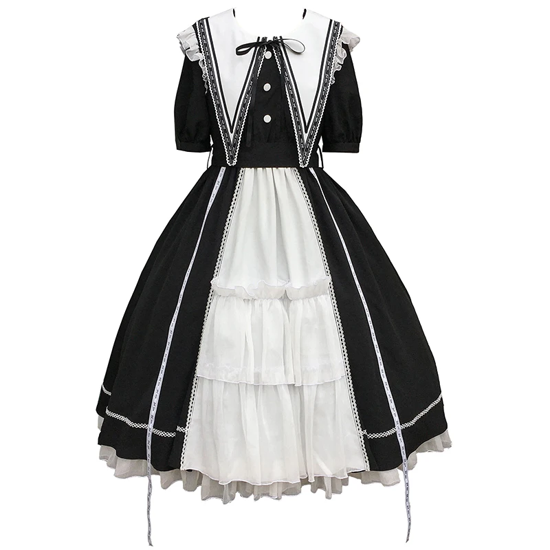 

Gothic vintage lolita dress removable fake collar kawaii dress gothic lolita op lace bowknot victorian dress kawaii clothing cos