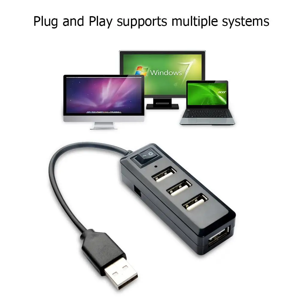 

Portable 480Mbps USB HUB Splitter 4 USB 2.0 Desktop Charging Extension Adapter Data Transmission Rate up to 480 Mbps
