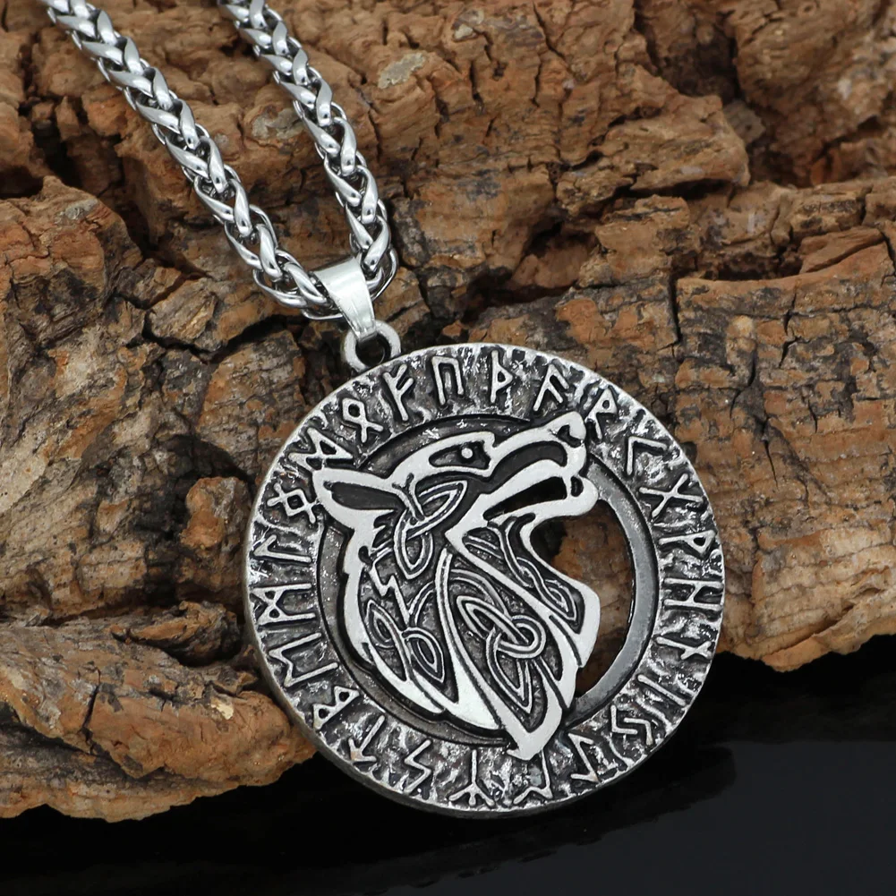 Odin wolf Freki amulet rune Valknut колье с кулоном в стиле викингов подарочной сумкой