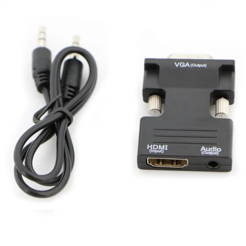 Адаптер-преобразователь HD 1080P VGA-HDMI-совместимый с аудио для ПК ноутбука проектора