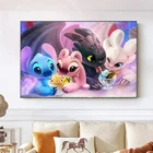 Мультяшное аниме Лило и Ститч, Disney, холст, картина, настенная фотография, украшение для дома, без рамки, домашний декор