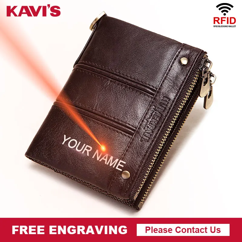 KAVIS Rfid из натуральной кожи кошелек для мужчин Crazy Horse кожа бумажники новые
