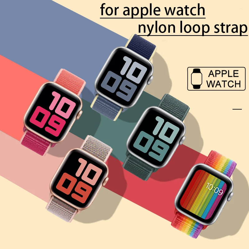 Nylon Loop Strap for Apple watch band 44mm 40mm 45mm 41mm 42mm 38mm 44 Accessories wristband correa bracelet iWatch 3 4 5 6 se 7