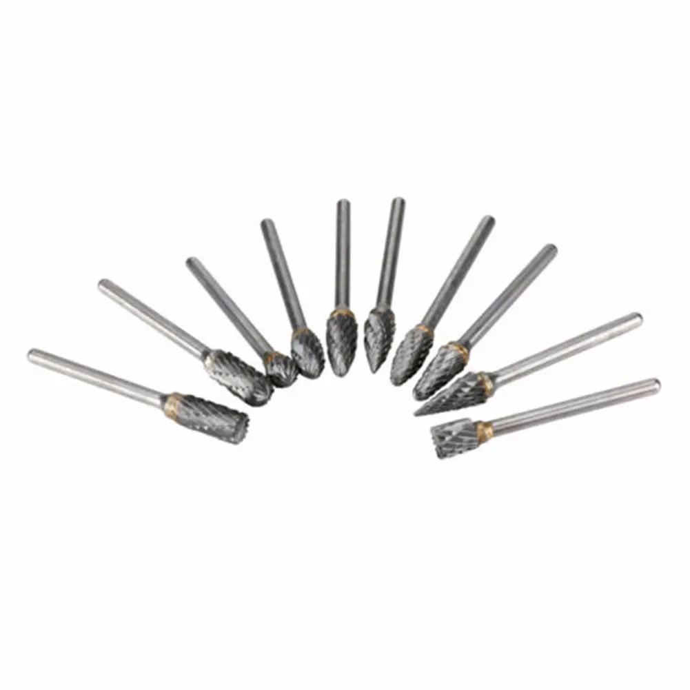 

10pcs Carving Bit Carbide Steel Tungsten Burr Bit Carving Bit For Rotary Tool