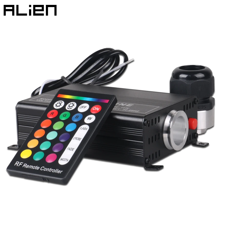 ALIEN 16W RGB волоконно оптический светильник ing с 24 клавишами RF пульт дистанционного