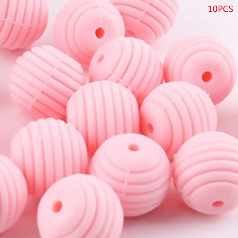 Bolas de silicona para dentici&oacute;n de beb&eacute;, collar de cuentas redondas en espiral, accesorios de cadena para chupete, 10 unids/paquete-1