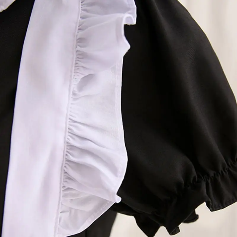 

Women Sexy Cosplay French Maid Uniform Lingerie Set Hollow Love Heart Ruffles Lace Dress Cat Ear Bandana Apron Nightwear