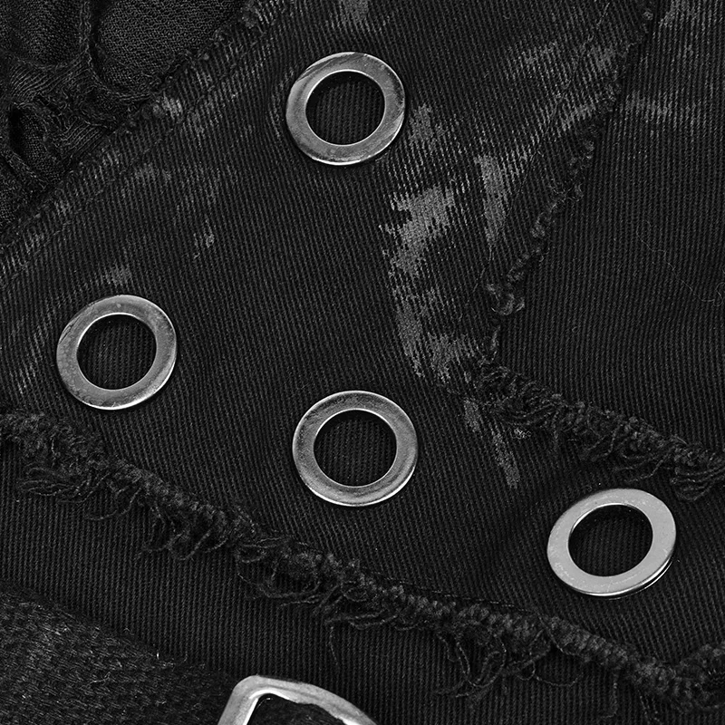 PUNK RAVE Women's Punk Rock Biker Fashion Personality Dilapidated Streetwear Casual Women Black Pants Broken Mesh Trousers | Женская