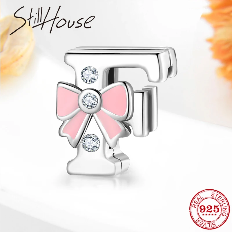 Лидер продаж зажимы из стерлингового серебра 925 пробы с буквами F и бусинами