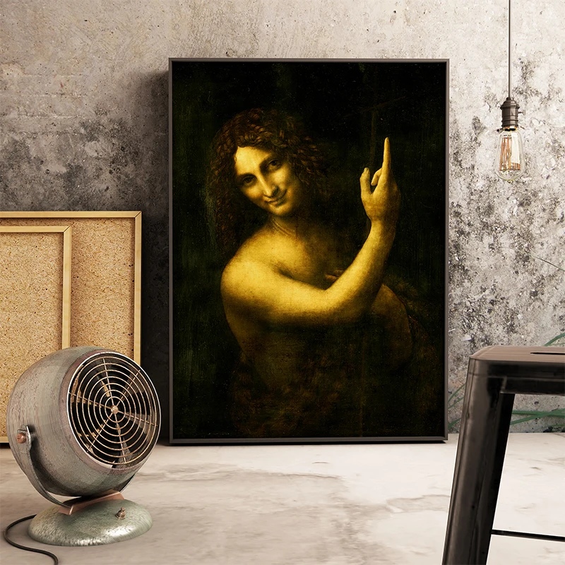 Классическая Картина на холсте Леонардо да Винчи Библия Иоанн Баптист настенные