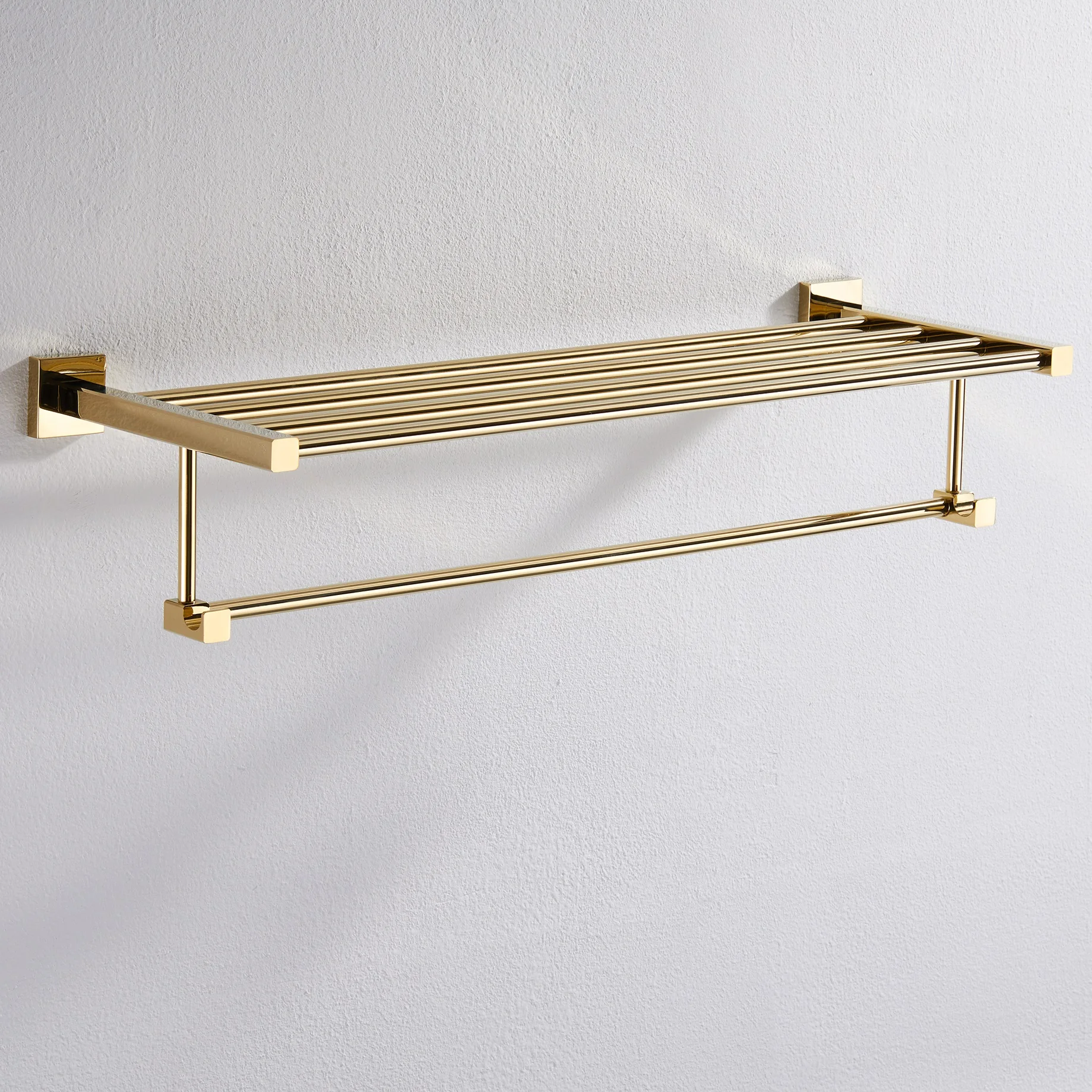 Золотая полка для банных полотенец настенный держатель двойной | Обустройство