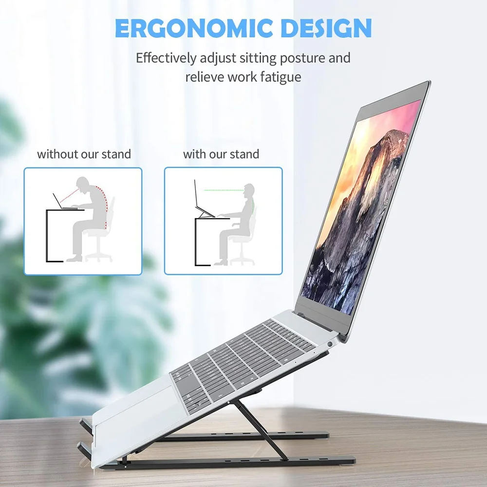 

Foldable Laptop Stand Portable Notebook Support Base Holder Adjustable Riser Cooling Bracket for Laptop & Tablet Accessories