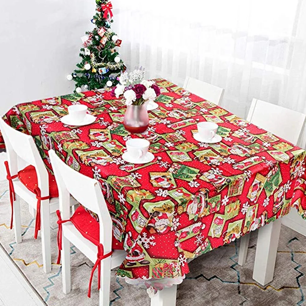 Красная Мягкая тканевая Рождественская декоративная Скатерть прямоугольная