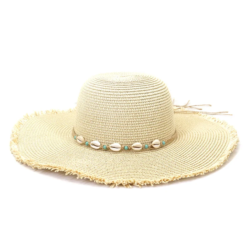 

Sun Hats Women Summer Hats Dome Round Top 11cm Big Brim Sun Protection Khaki White Beach Outdoor Straw Summer Ladies Hat Gorros