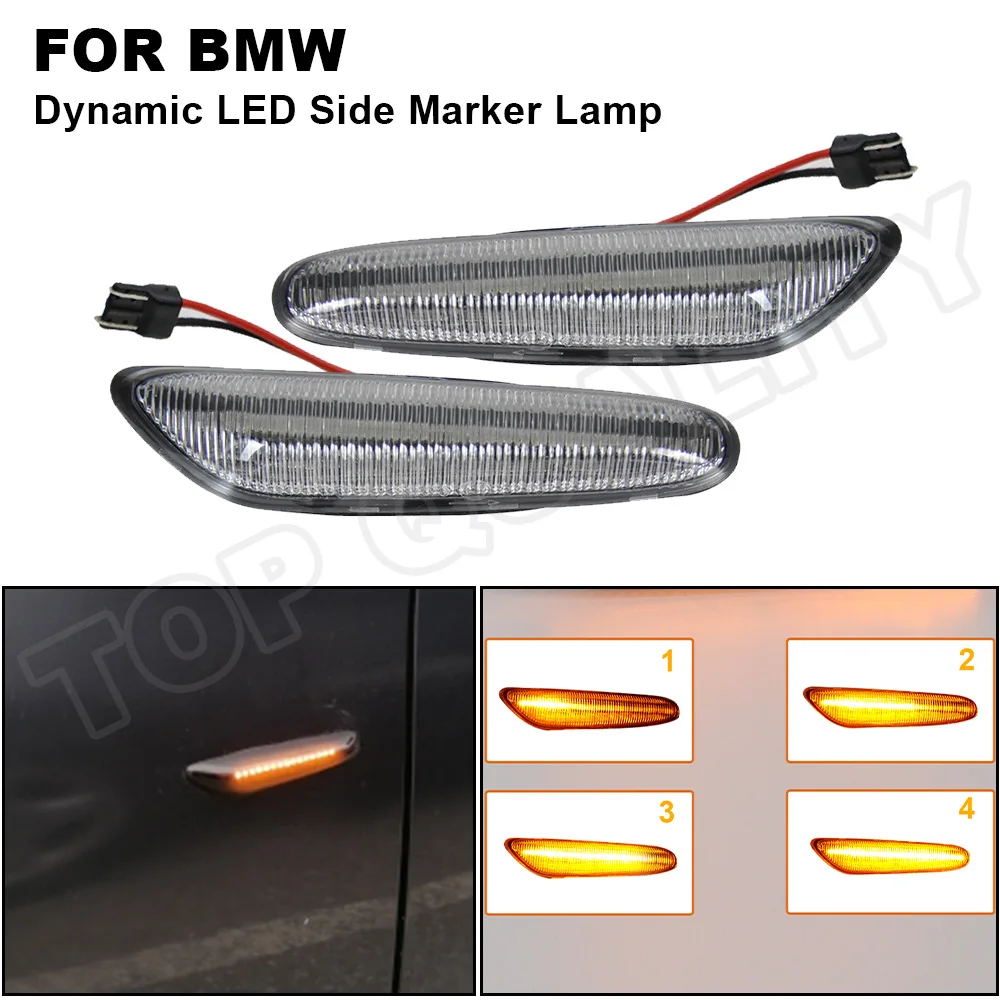 

2PCS Dynamic Amber LED Side Marker Light Turn Signal Lamp For BMW E90 E91 E92 E93 E46 E60 E61 E81 E82 E83 E84 E90 E92 Style