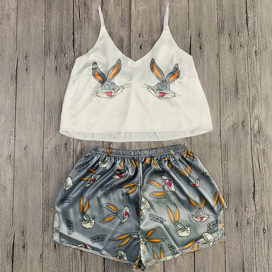 Винтажная Пижама Женский пижамный комплект с милым мультяшным рисунком льва