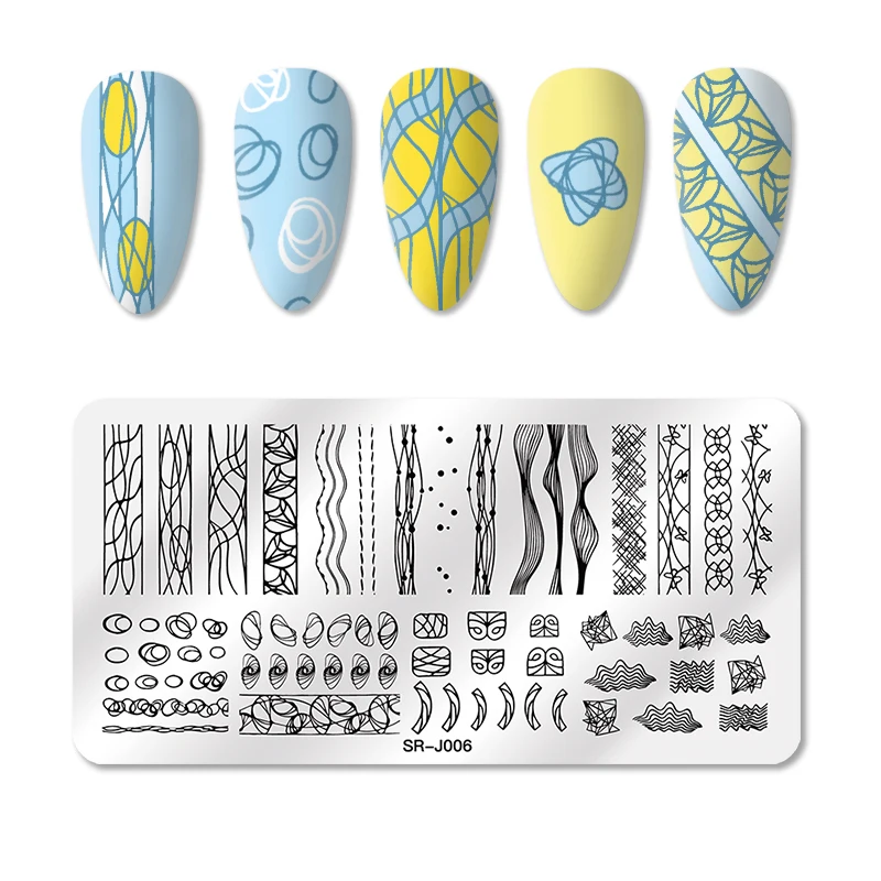 1 шт. пластины для штамповки ногтей неправильная линия элементарный орнамент
