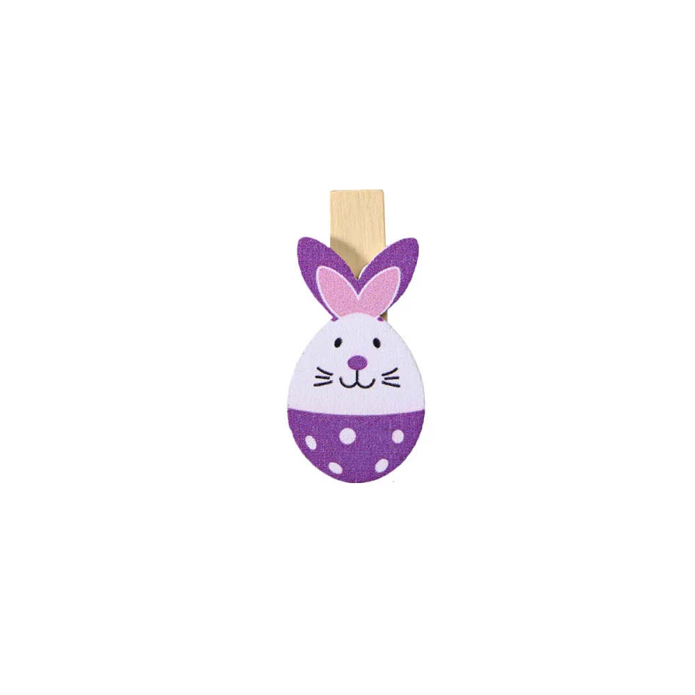 

10pcs Lovely Rabbit Colored Wooden Pegs Note Memo Photo Clips Holder Craft Clips Ornaments for Easter Party Decoration