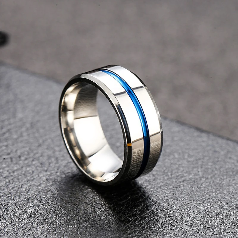 Мужское синее кольцо из нержавеющей стали FACEINS модное ювелирное изделие 8 мм