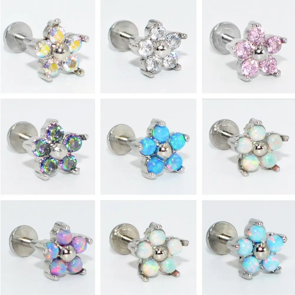 1 шт., серьги-гвоздики из титанового опала и нержавеющей стали с внутренней резьбой, ушной хрящ, серьги-гвоздики, пирсинг тела, ювелирные изделия