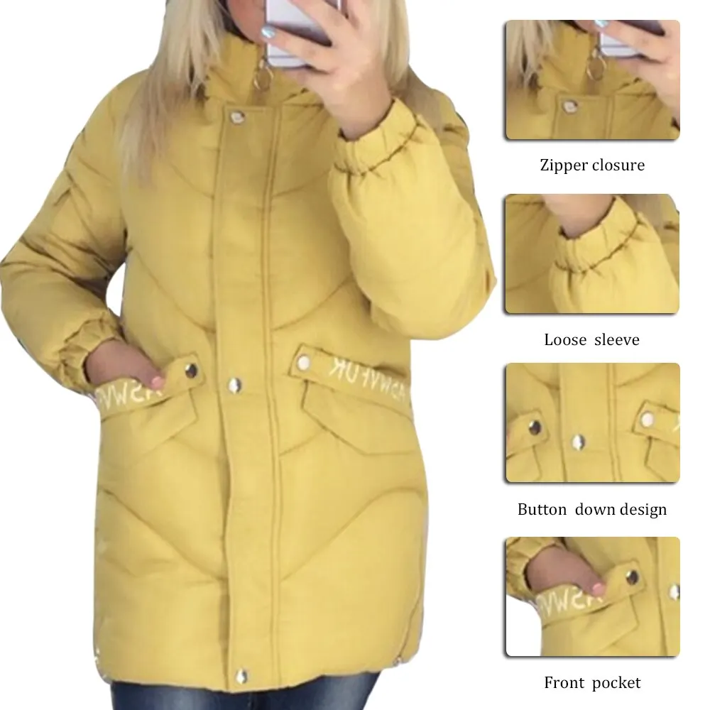 

Women parkas Cotton Jacket Long Winter Down Warm Thick Casual Black Jacket Female Cotton Overwear Parkas Mujer 2019 Fashion New