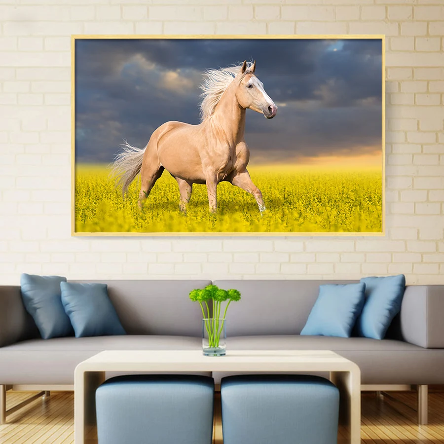 Постер с лошадью художественные принты белые и черные животные холст живопись