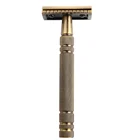 Безопасные бритвы для мужчин, Классическая Металлическая бритва с двойным лезвием, латунь, бронза, стиль сменные лезвия для коньков