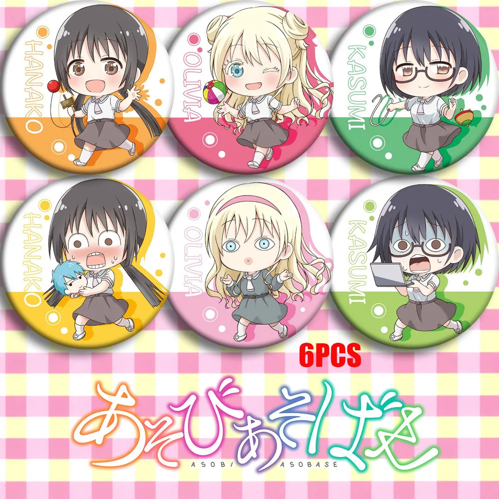 

Asobi Asobase Honda Hanako Оливия Nomura Kasumi Maeda Значки из японского аниме косплей костюм ободка вечерняя Брошь булавка DADGE