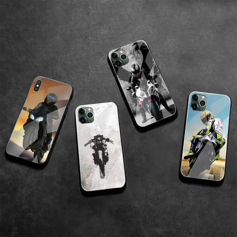 

Moto Cross Motorcycle Sports Phone Case Tempered Glass For iPhone 13 12 Mini 11 Pro XR XS MAX 8 X 7 Plus SE 2020 cover