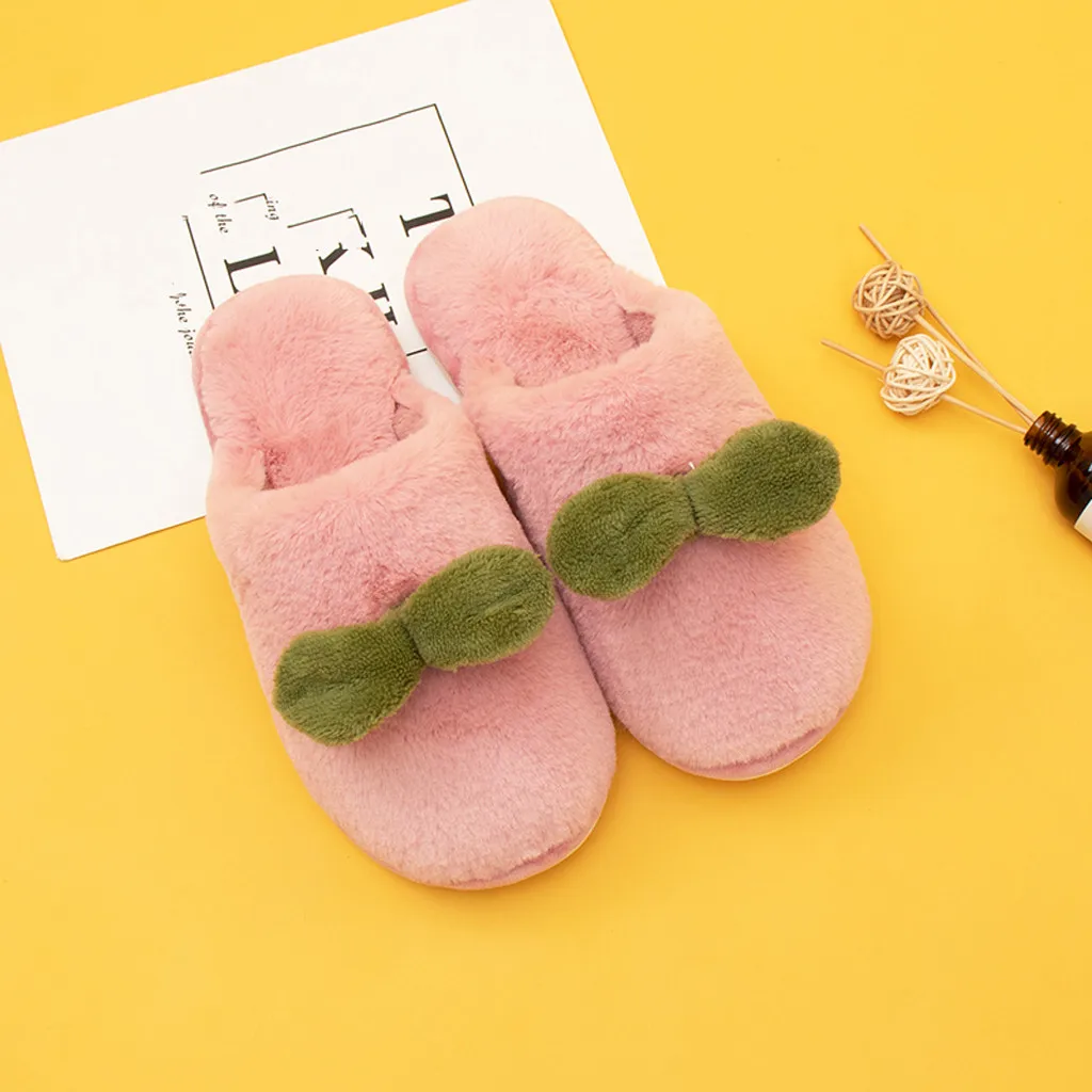 SAGACE/женские зимние тапочки с украшением в виде листьев Плюшевые мягкие на низком