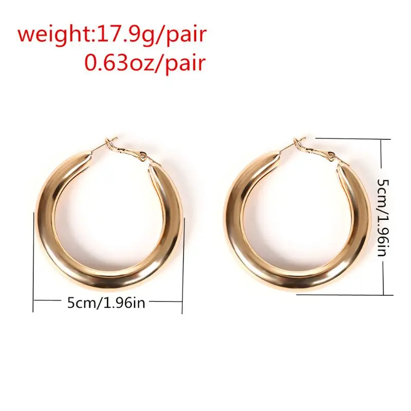 

2 Inch Tube Thick Hoop Earrings Lightweight Large Stud Earrings Women Jewelry