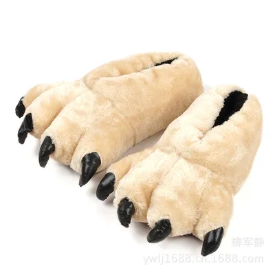 

Home Warm Non-Slip Plush Tiger Claw Dinosaur Animal Claw Hand-Shaped Brush Cover Heel Men/ Women Couple Cotton Slippers Winter