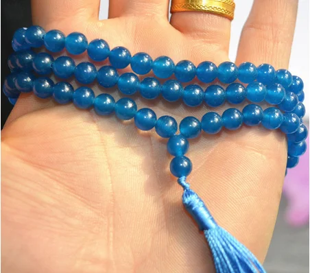 

Natural 6mm Tibetan Buddhism 108 jade gem stone Prayer Bead Mala Necklace