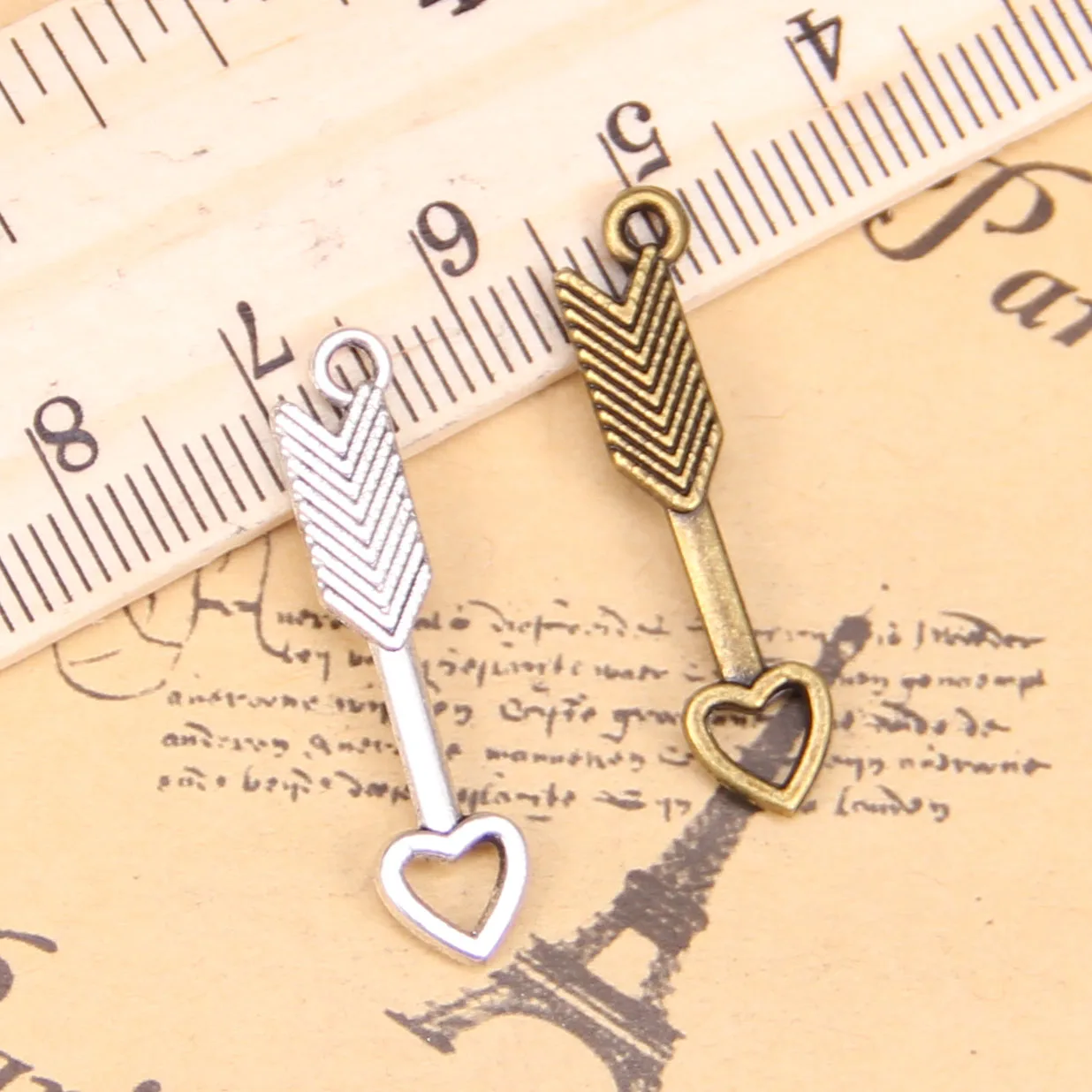 

120 шт. Подвески со стрелками в форме сердца, фотосессия 29 мм, ВИНТАЖНАЯ фотография, сделай сам для браслета ожерелья