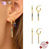 925 sterling silver ear needle rainbow crystal drop earrings trendy dangle drop earrings for women wedding jewelry accessories