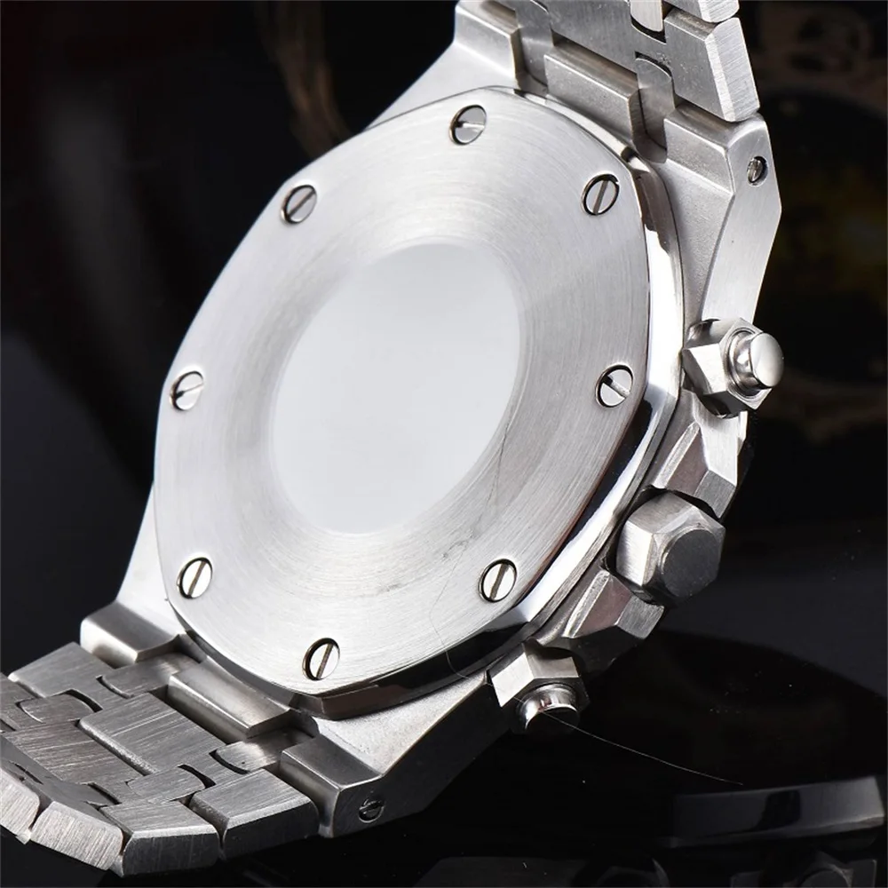 

41mm Luxury Chronograph Date Watches Men Stainless Steel Waterproof Luminous Multifunctional quartz meter movement vk63 Watch