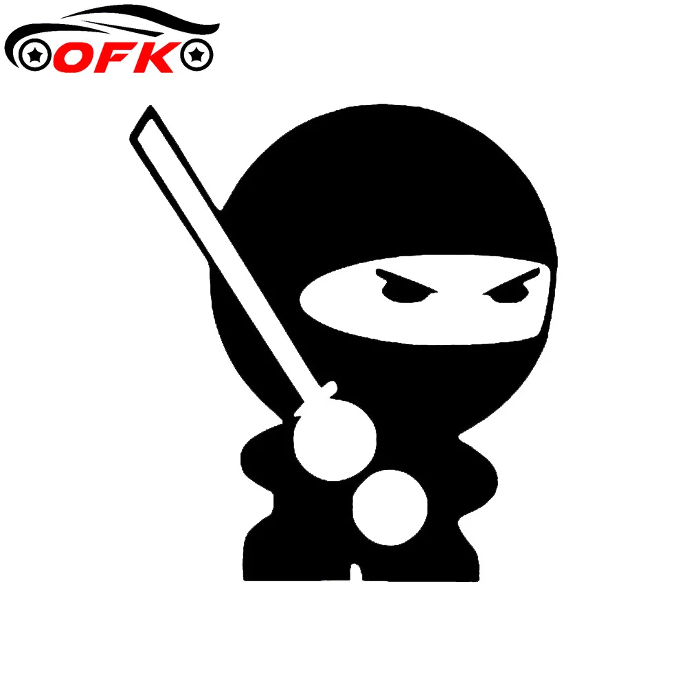 

OFK Cartoon Funny Ninja Car Window Decor Vinyl Decal Sticker Black/Silver 15cm*13.3cm
