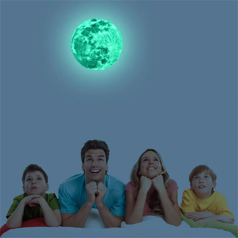 

Hot Sale Aesthetic 3d Luminous Glow In The Dark Moon Wall Sticker Removable Decoration Fluorescent Sticker Pegatinas De Pared