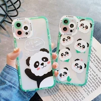 phone case cover for iphone 7 8 plus 13 11 12 pro max xr xs shockproof lovely cartoon panda clear tpu soft transparent cases