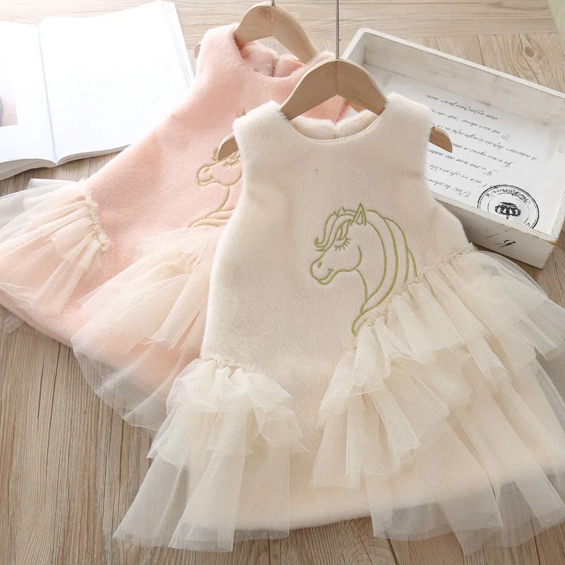 Вышитая жилетка для девочек платье осень-зима 2019 корейский Детский плюшевый