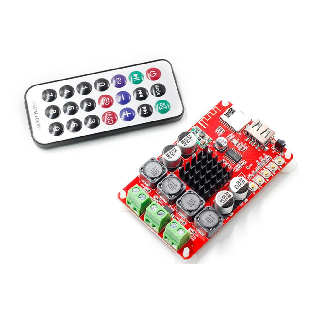 

TPA3116 50 Вт + 50 Вт Bluetooth-ресивер, плата цифрового усилителя звука, TF-карта, U-диск, плеер, FM-радио с дистанционным управлением