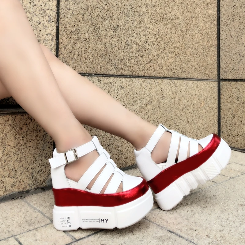 

Летние новые женские спортивные сандалии, Корейская версия на толстой подошве, женские сандалии на танкетке 12 см
