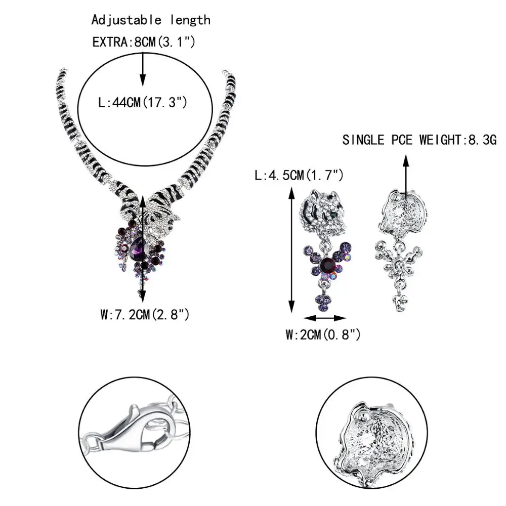 Роскошные привесное ожерелье серьги для женщин в готическом стиле поп животных