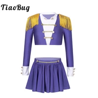 children jazz dance clothes kids girls level examination stage performing costumes long sleeves crop top skirt dance wear set