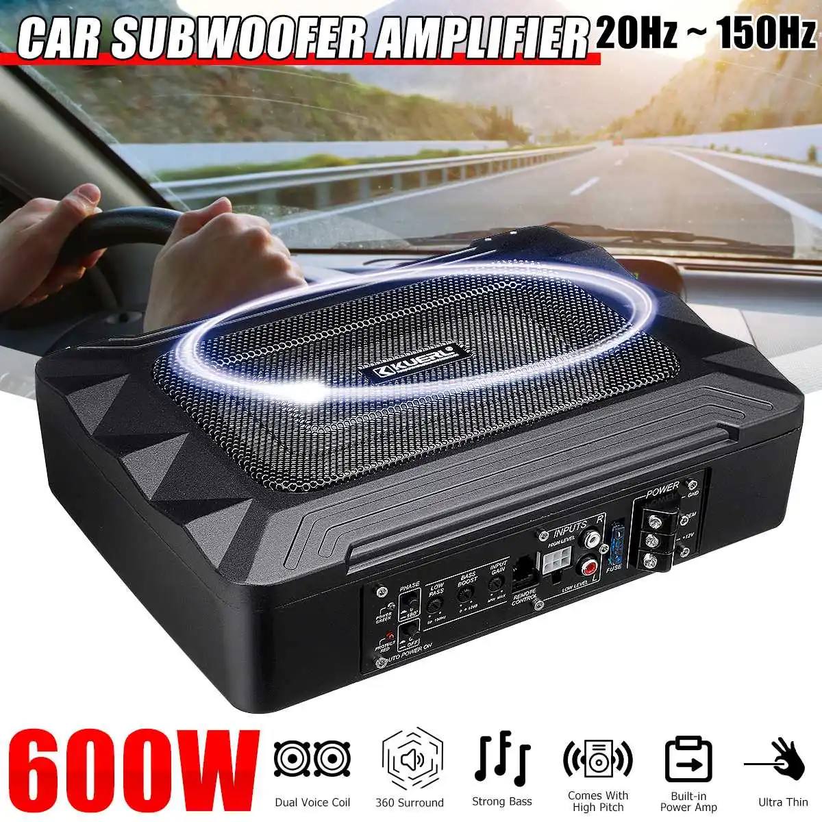 12V 600W Car Active Subwoofer Audio Speaker Amplifier Ultra thin Bass Auto Surround Sound System | Автомобили и мотоциклы