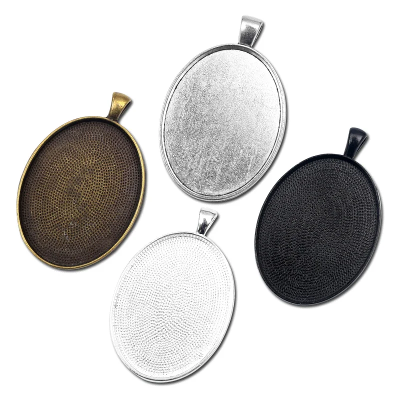 5 шт. 50X33mm сплав стекло камень кулон рамки круглый заготовки базовые настройки