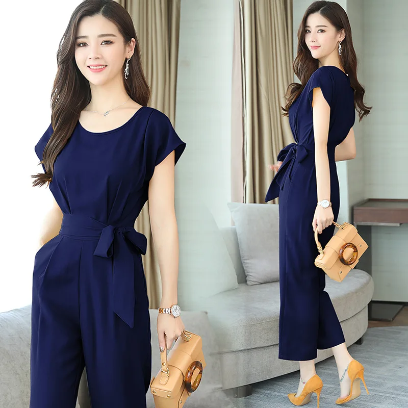 Женский комбинезон с коротким рукавом летний яркий поясом 2020 | Женская одежда